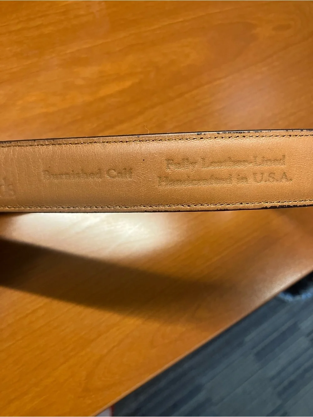 Allen Edmonds 38 burnished calf Cognac Leather Belt Brass Buckle handmade in USA